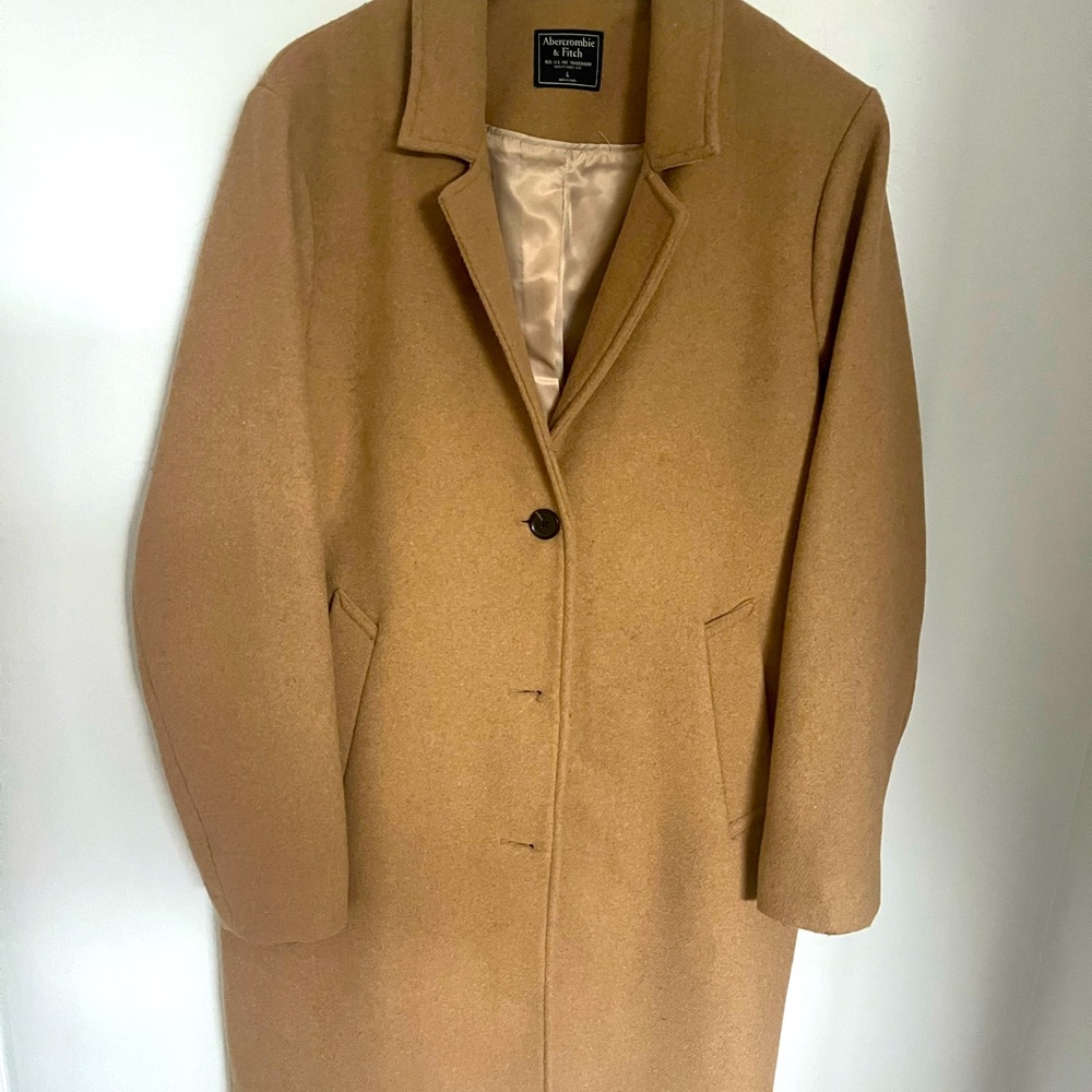 Women’s Abercrombie wool Coat, Large, Camel color